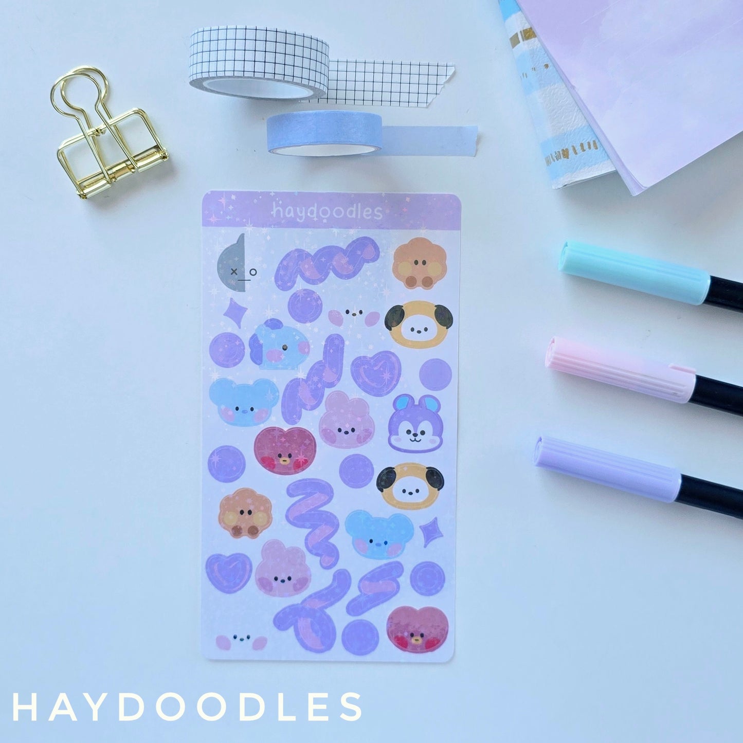 BTS Glitter Sticker Sheet