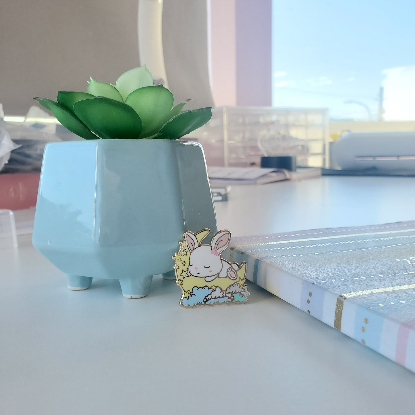 Bunny Starry Moon Enamel Pin
