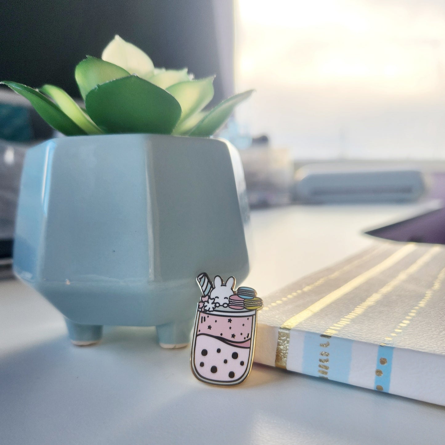 Bunny Bubble Tea Enamel Pin
